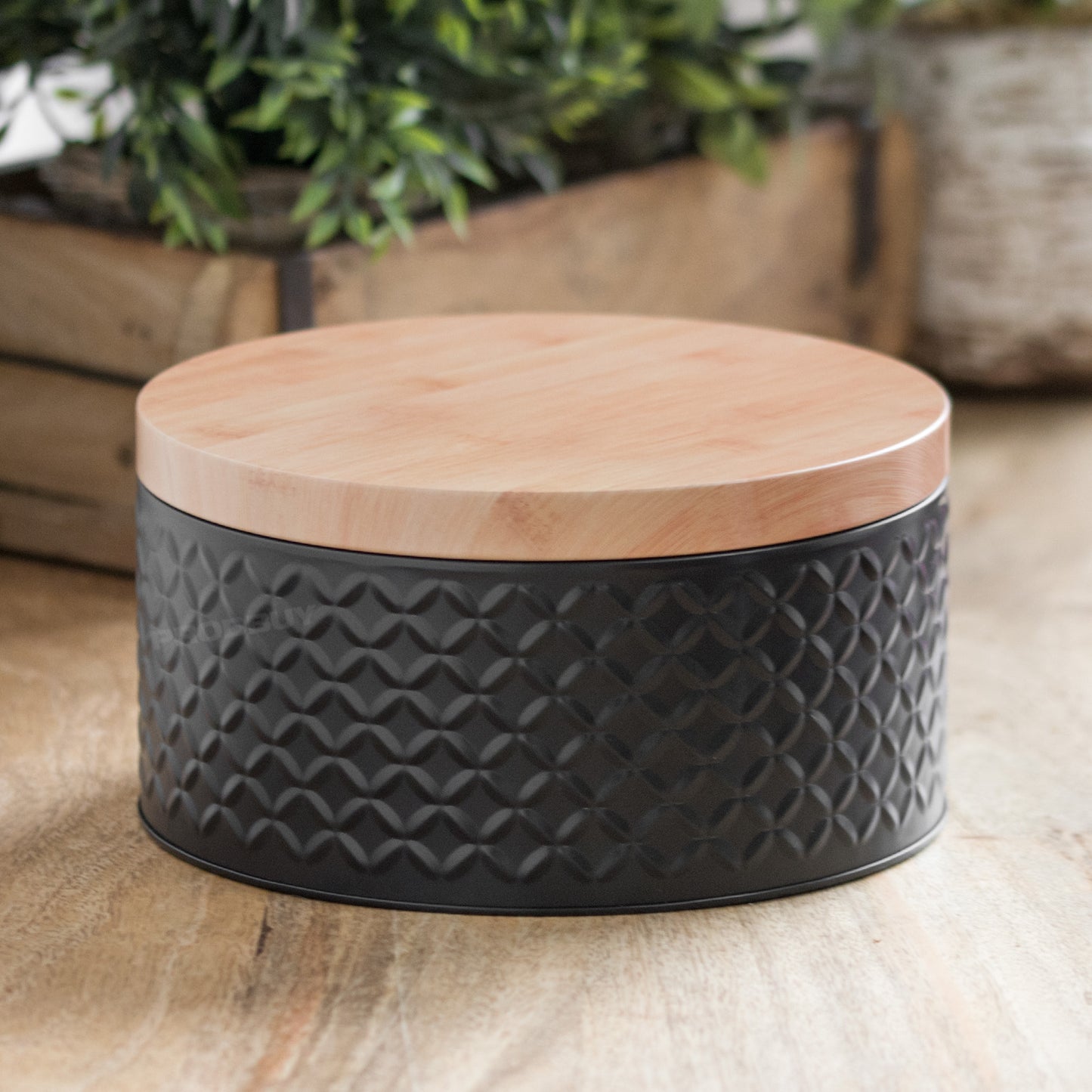 Small Round Cake Tin Geometric Biscuit Cookie Barrel Storage Jar Container Box
