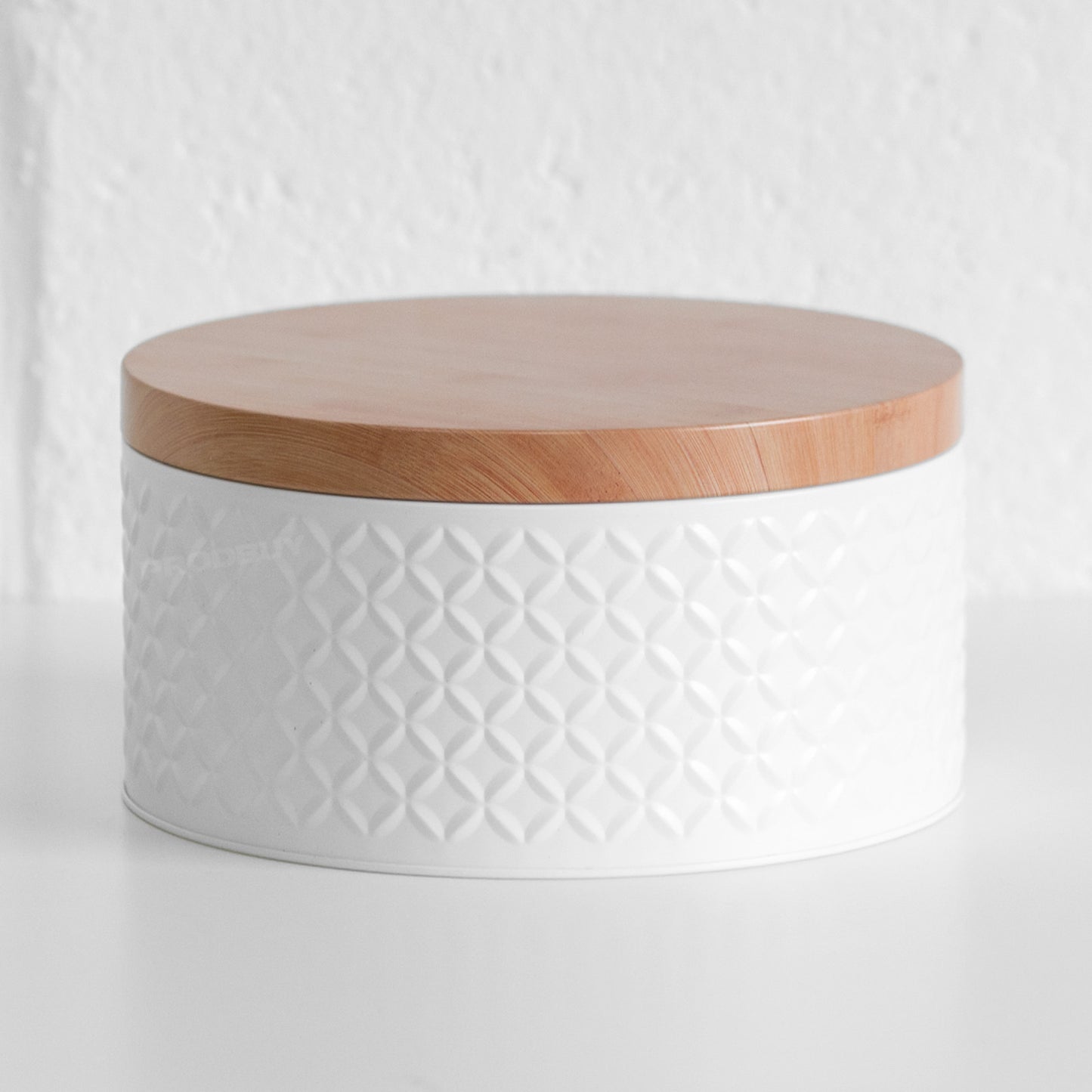 Small Round Cake Tin Geometric Biscuit Cookie Barrel Storage Jar Container Box