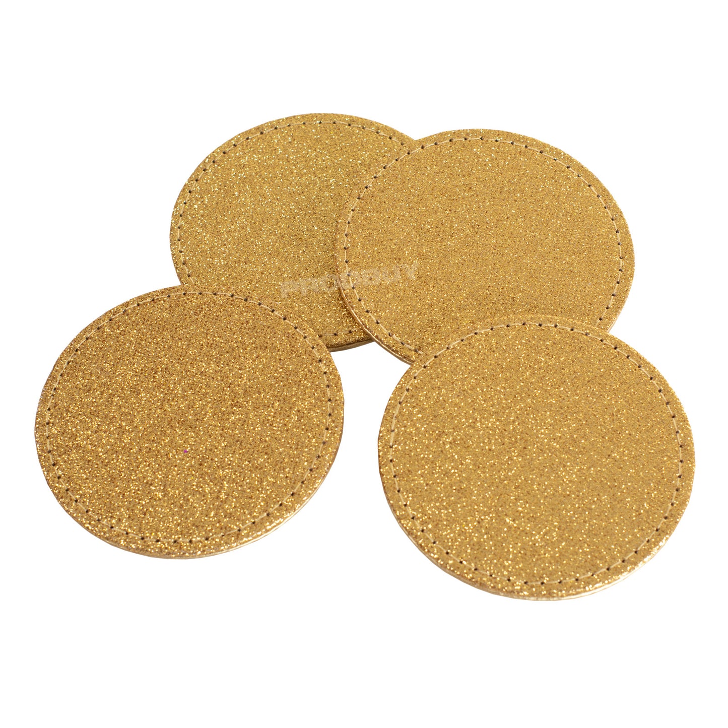 Set of 4 Glitter Faux Leather Drinks Coasters