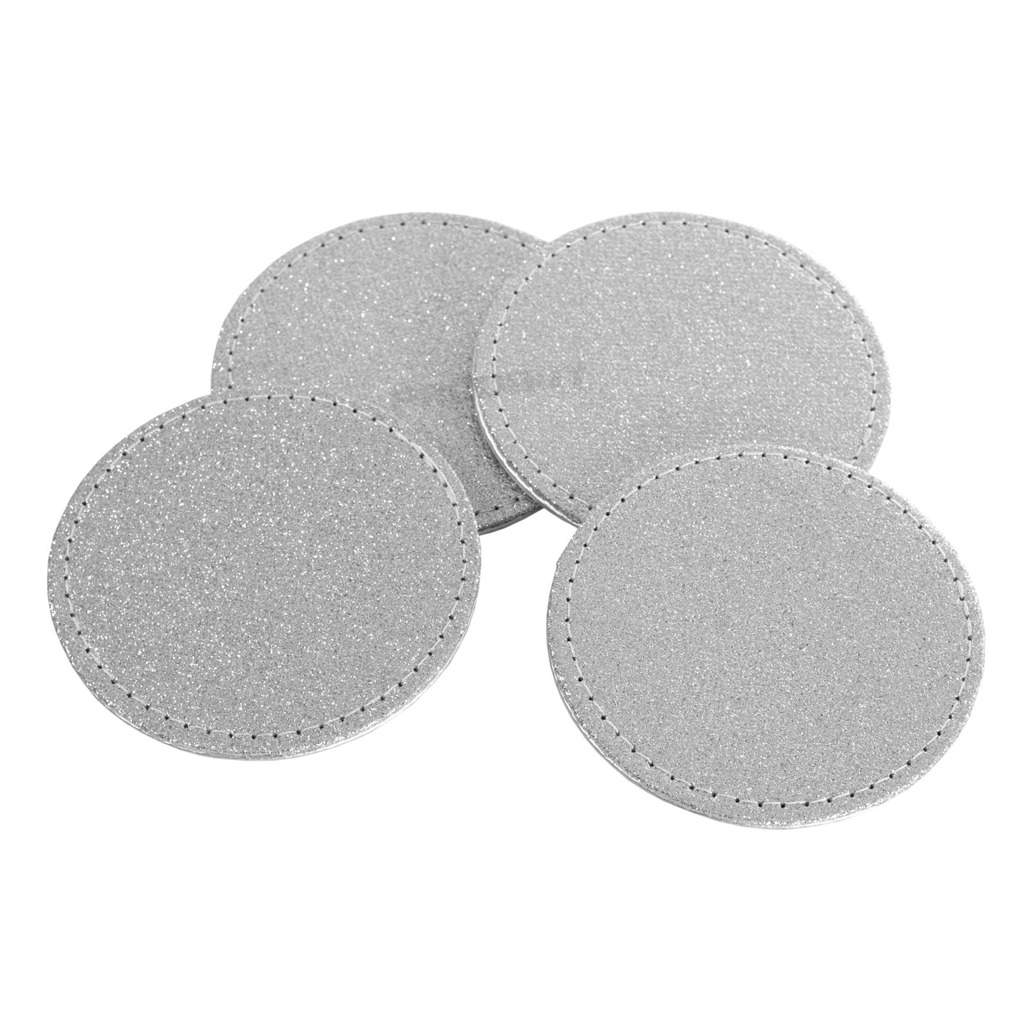 Set of 4 Glitter Faux Leather Drinks Coasters