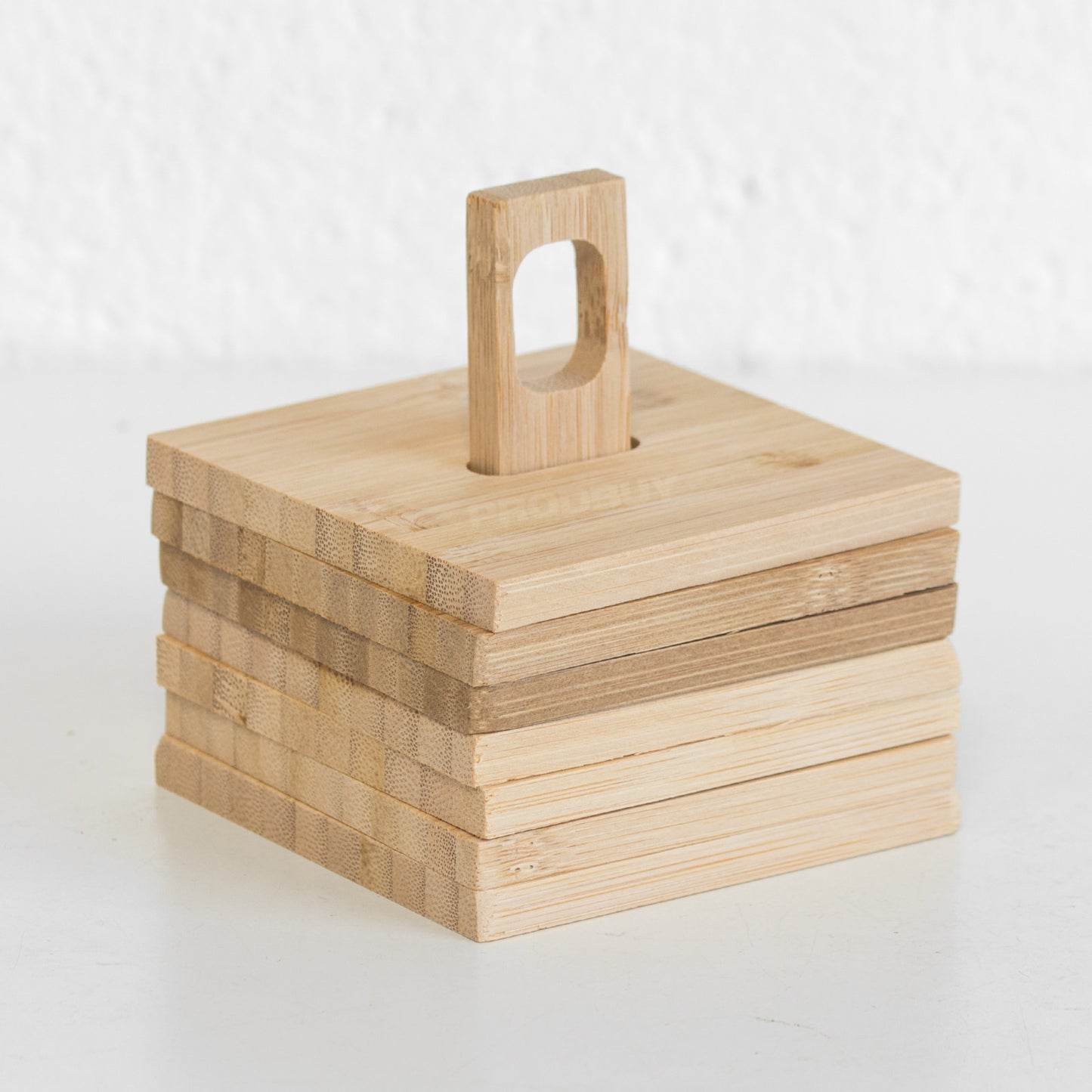 Set of 6 Bamboo Drinks Coasters with Holder