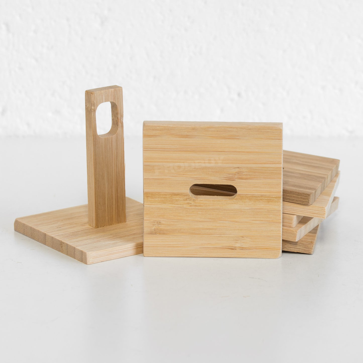 Set of 6 Bamboo Drinks Coasters with Holder