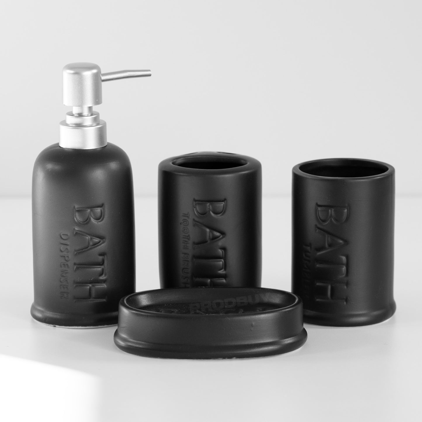 4 Piece Stoneware Bathroom Sink Accessories Set