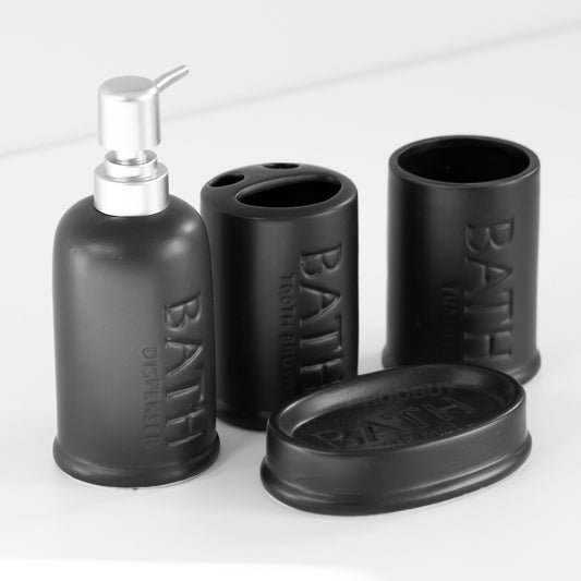 4 Piece Stoneware Bathroom Sink Accessories Set