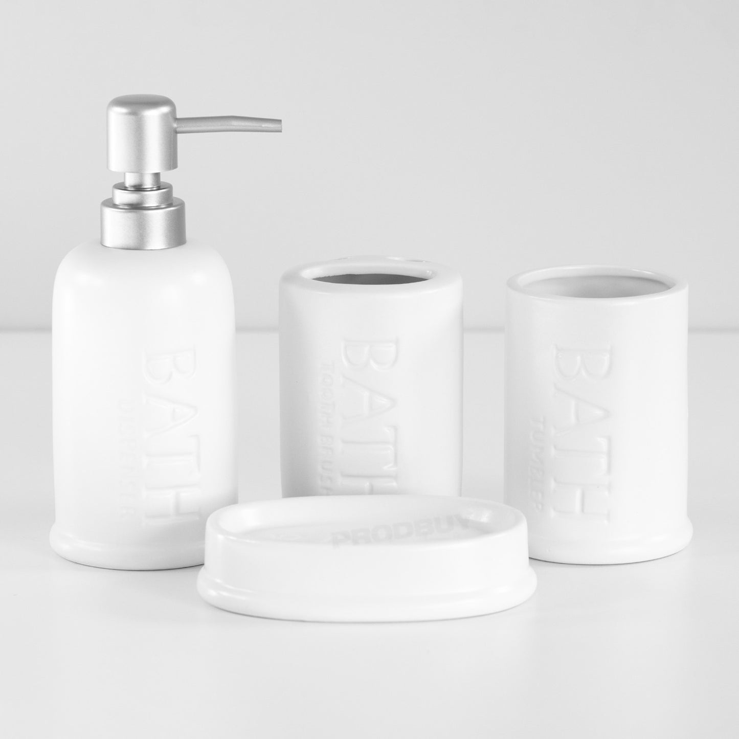 4 Piece Stoneware Bathroom Sink Accessories Set