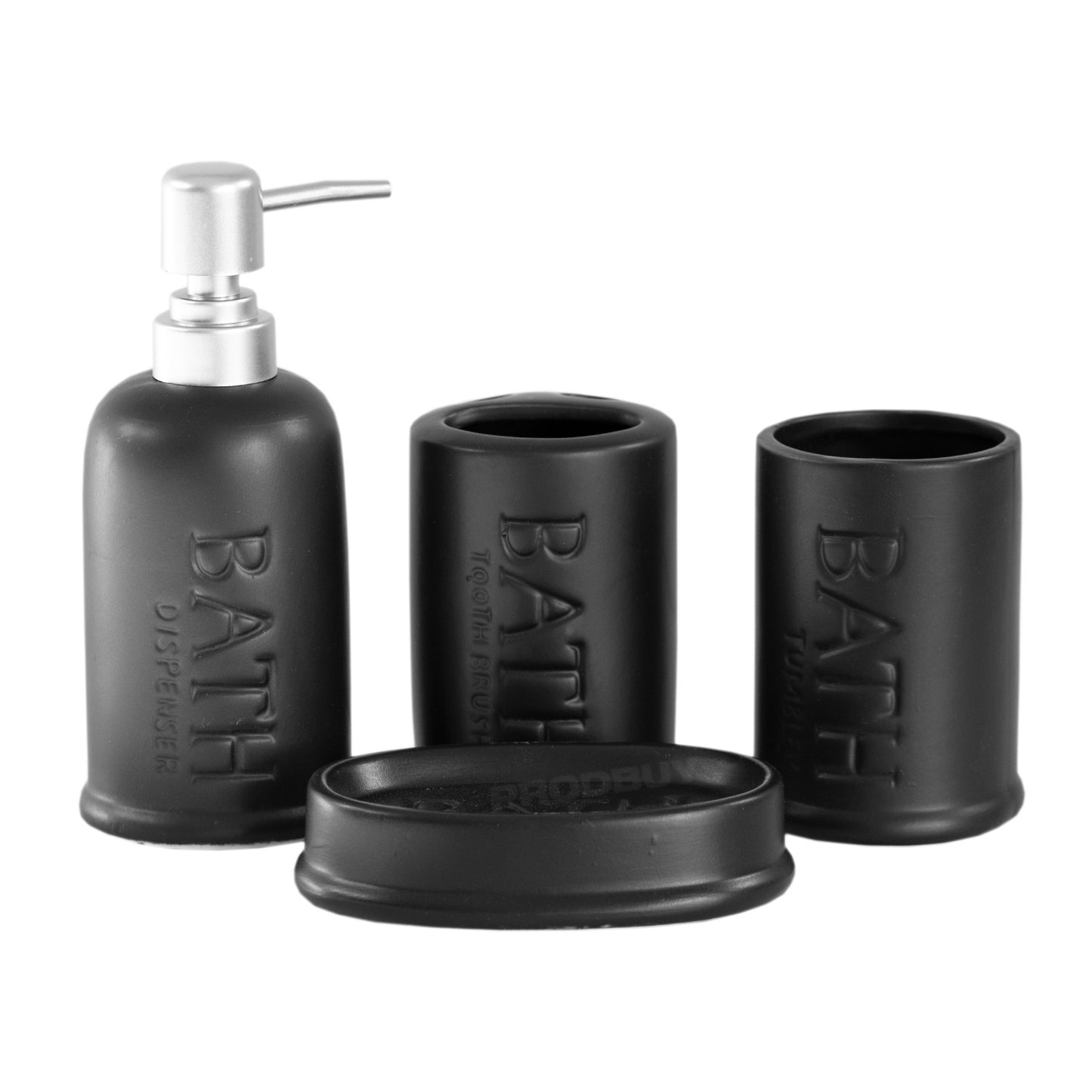 4 Piece Stoneware Bathroom Sink Accessories Set