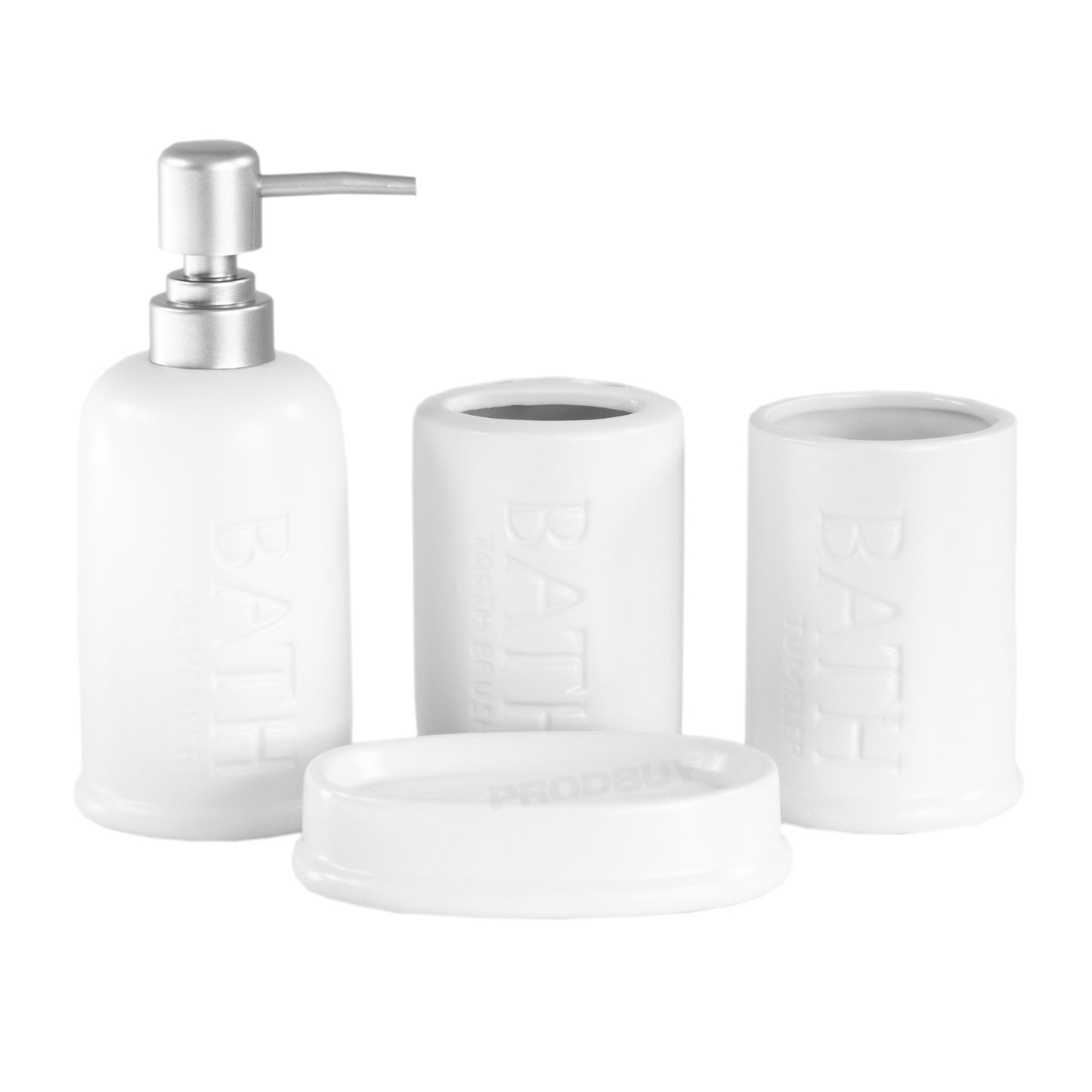 4 Piece Stoneware Bathroom Sink Accessories Set