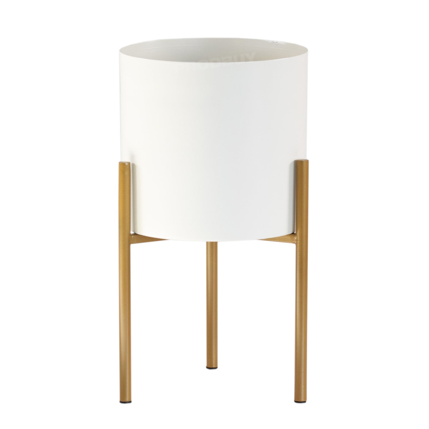 Set of 2 x off White Metal Plant Pot Covers with Metal Stands