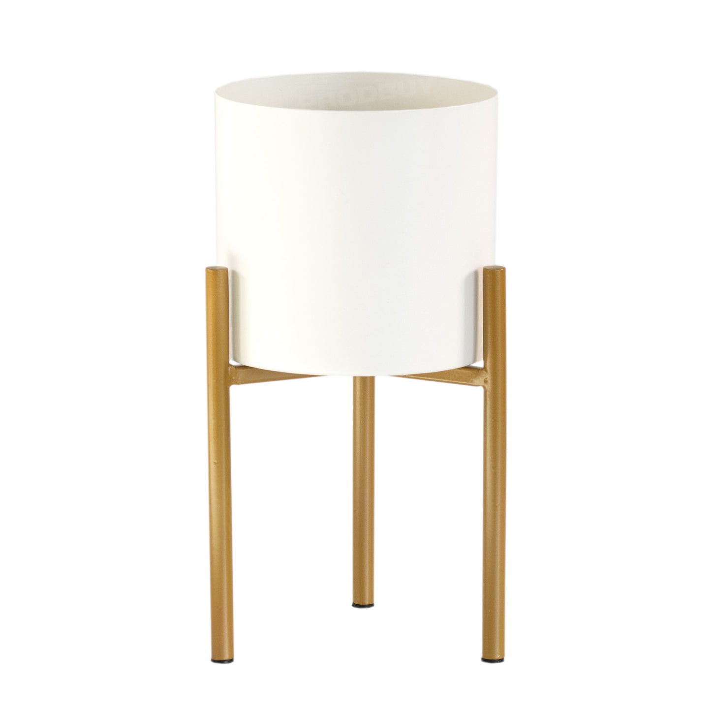 Set of 2 x off White Metal Plant Pot Covers with Metal Stands