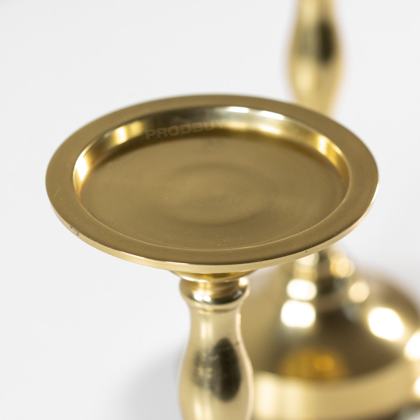 2 x 21.3cm Gold Coloured Metal Candlesticks Pillar Candle Holders