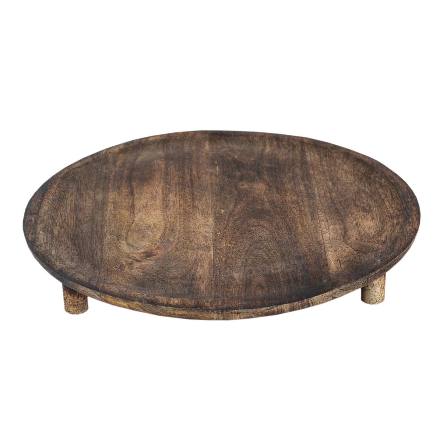 Large 38cm Rustic Round Mango Wood Indoor House Plant Pot Stand
