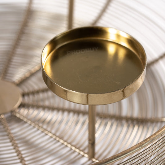 Large Gold Metal Pillar Candle Holder Bowl