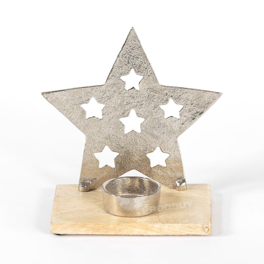 Free-standing Metal Star Tealight Candle Holder