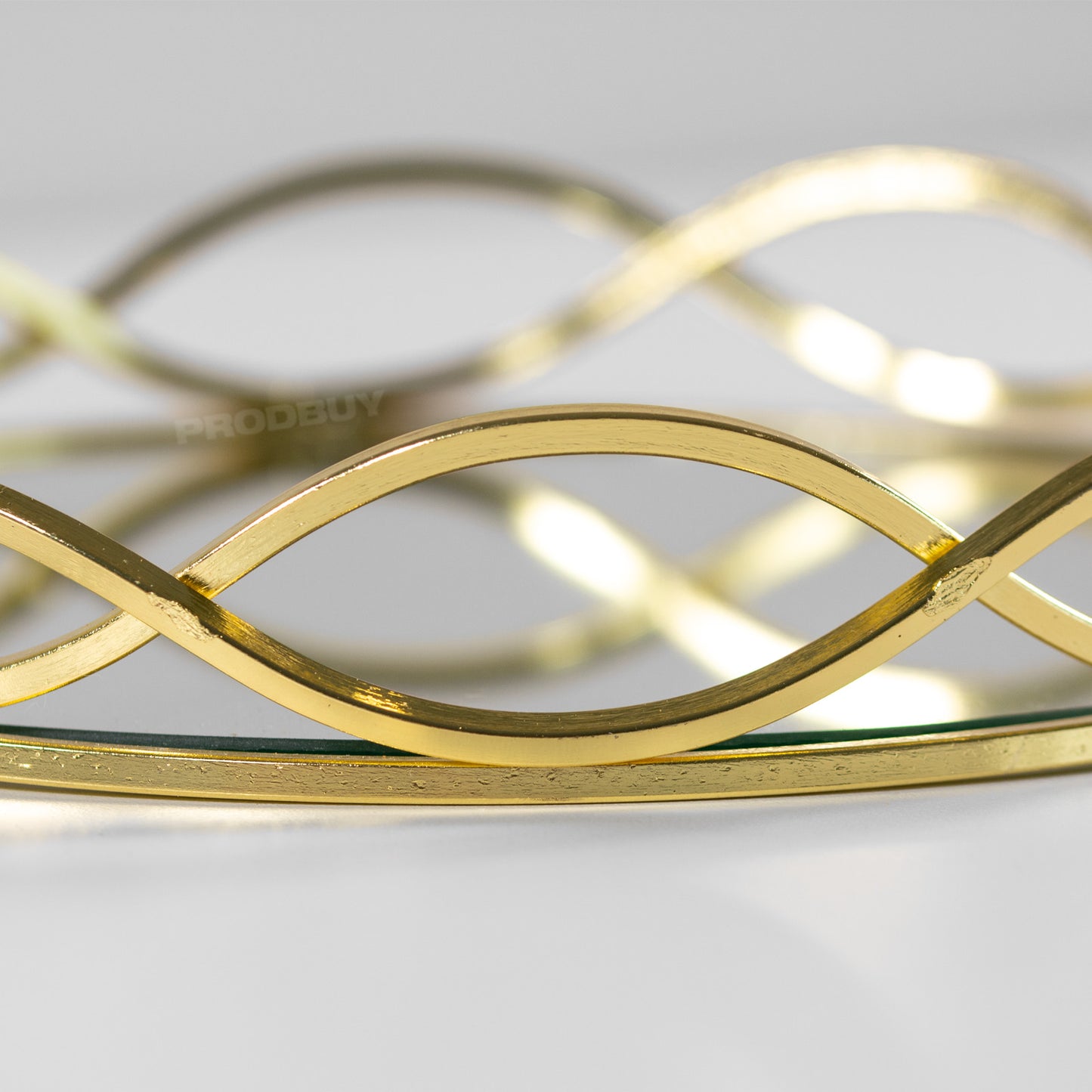 Gold 23cm Round Glass Mirror Candle Tray