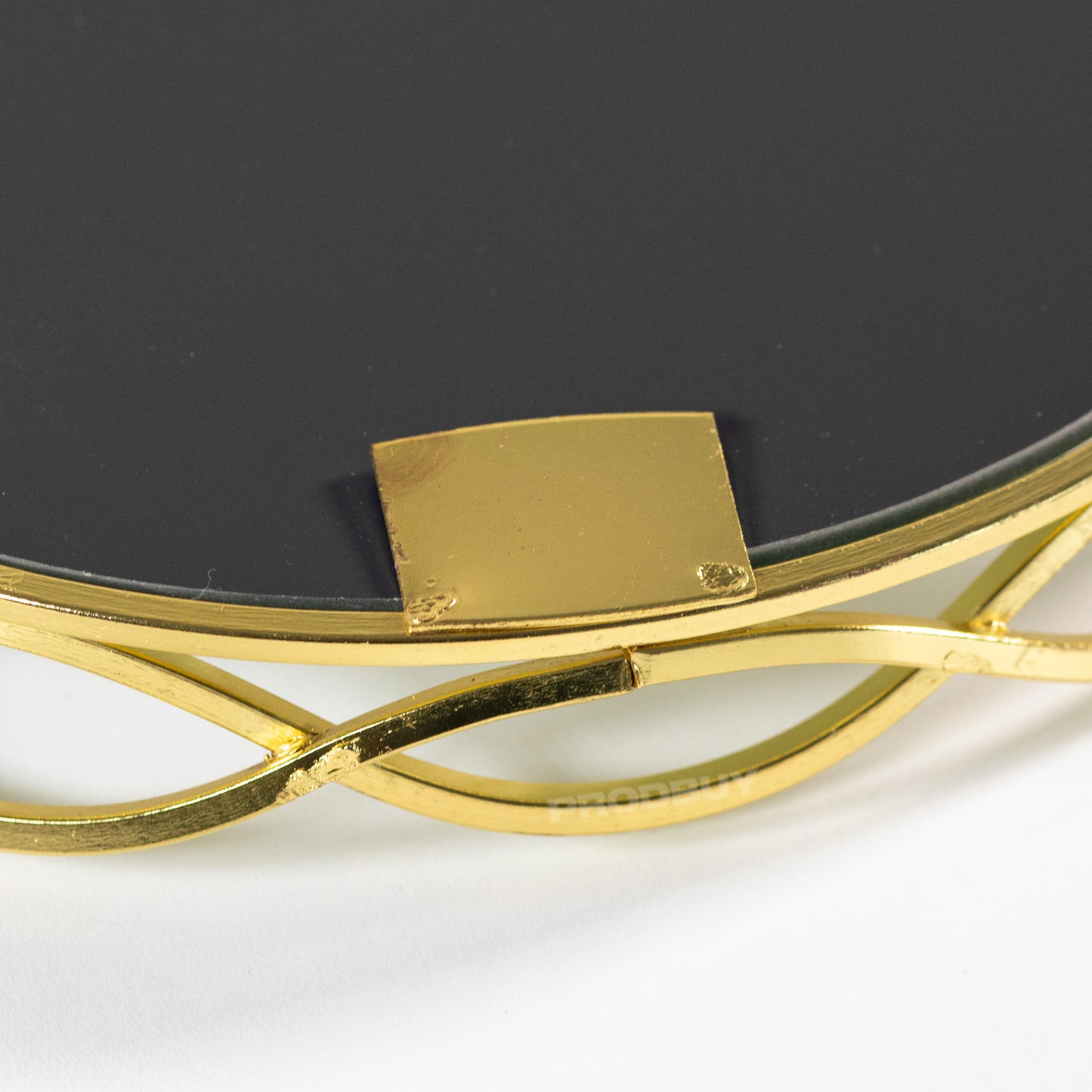 Gold 23cm Round Glass Mirror Candle Tray