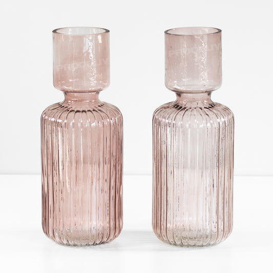 30cm Transparent Ribbed Glass Vase