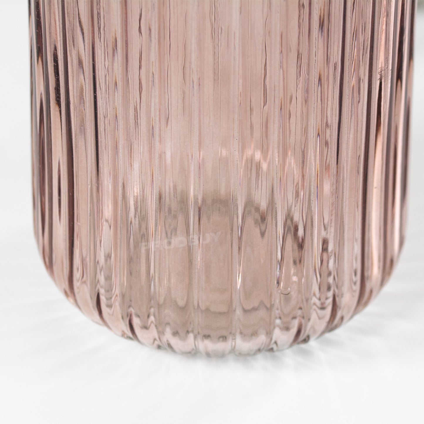 30cm Transparent Ribbed Glass Vase