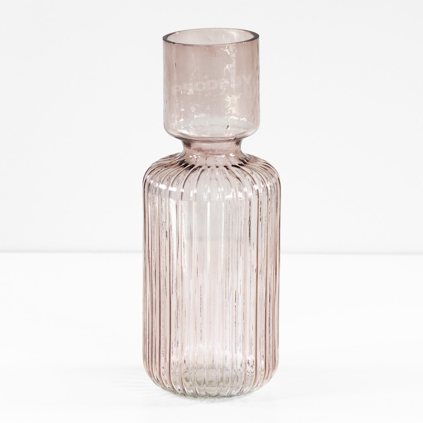 30cm Transparent Ribbed Glass Vase