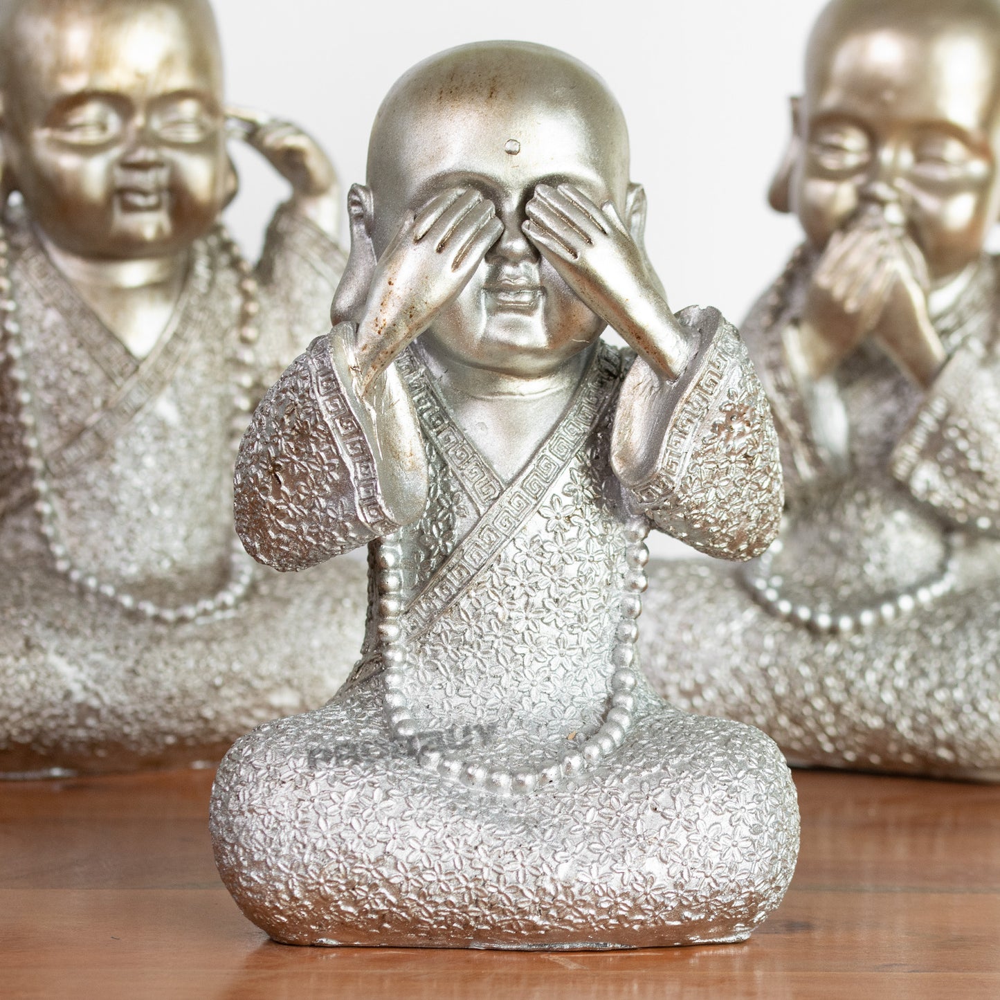 Medium Size Resin See Speak and Hear No Evil 3 Wise Buddha Ornaments