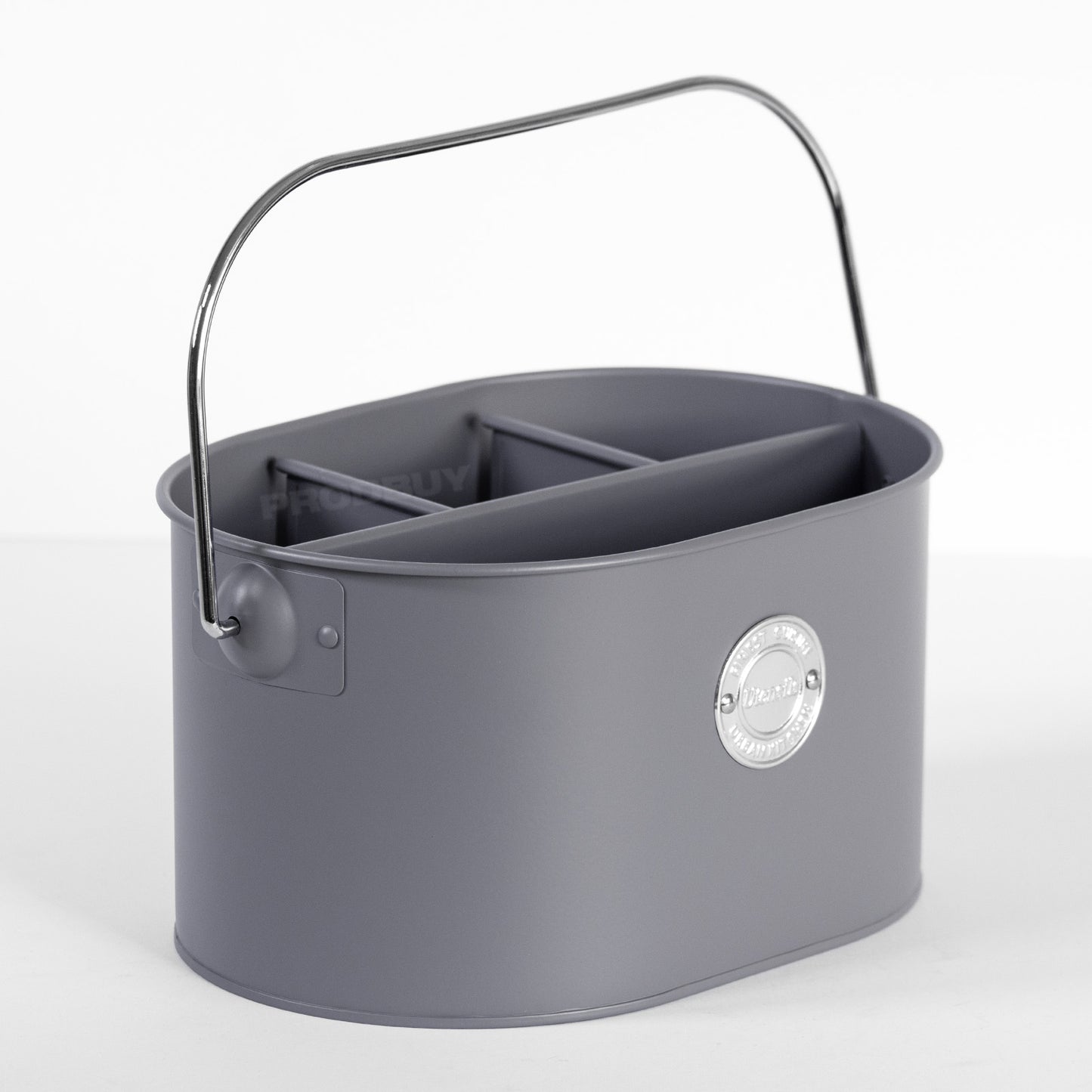 Oval Metal Storage Caddy with Four Compartment Divider
