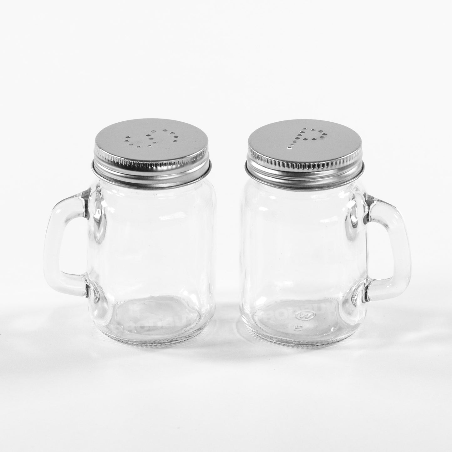 Handled Mason Jar Glass Salt and Pepper Pots