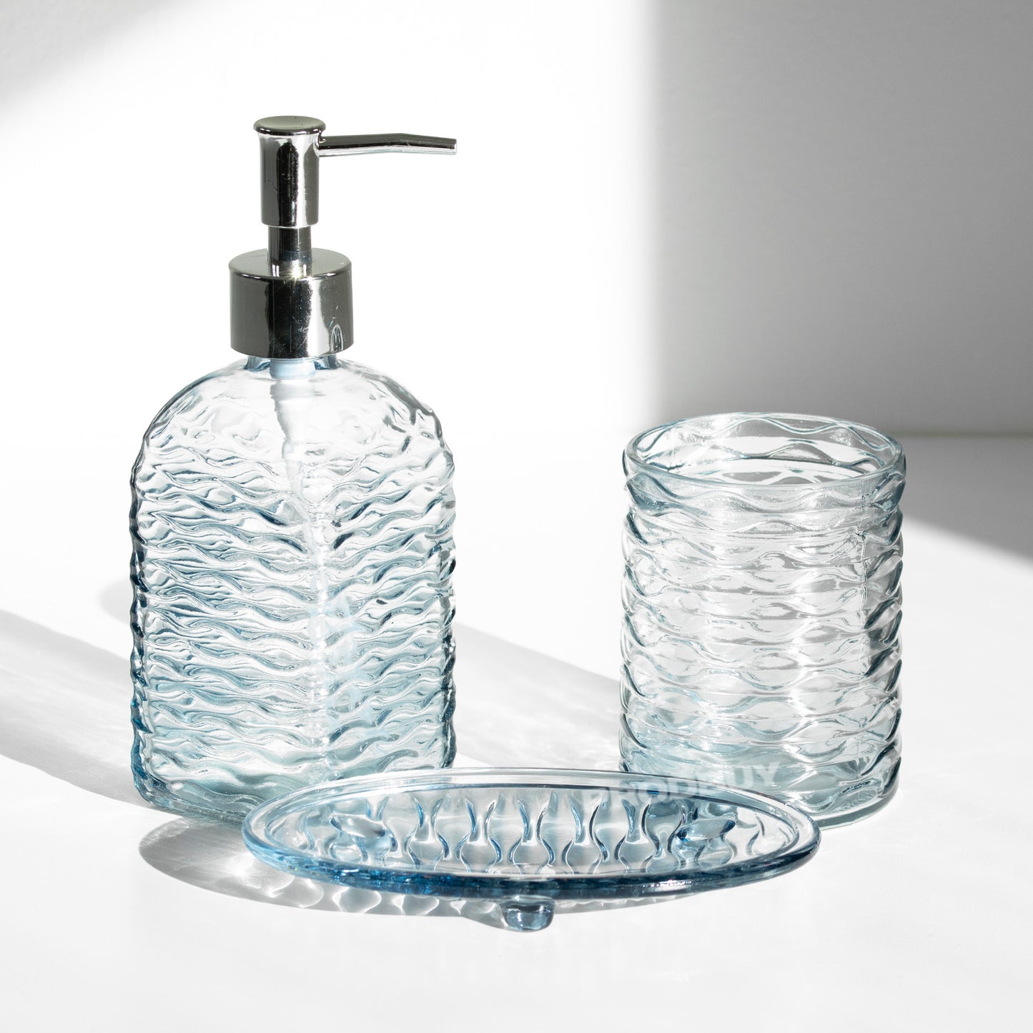 3 Piece Glass Bathroom Sink Accessories Set