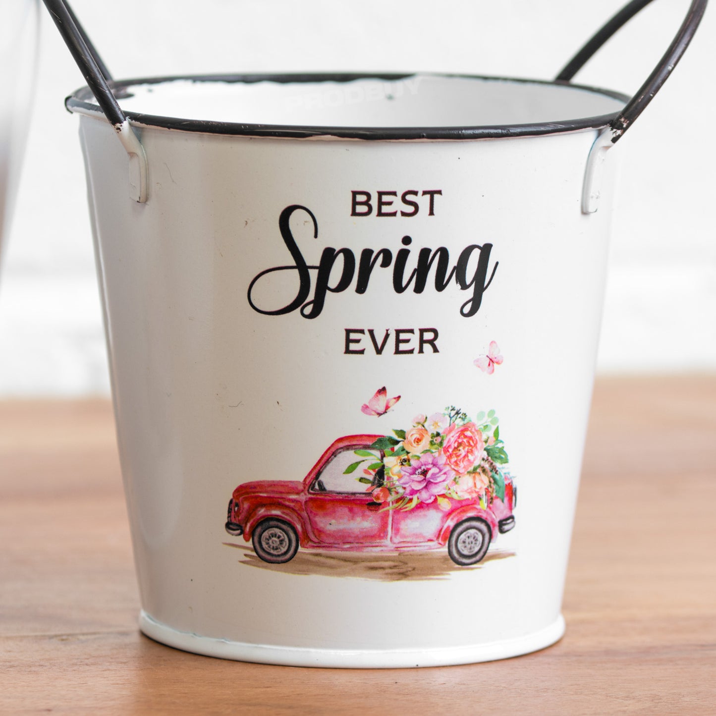 Set of 3 'Best Spring Ever' White Metal Garden Planters