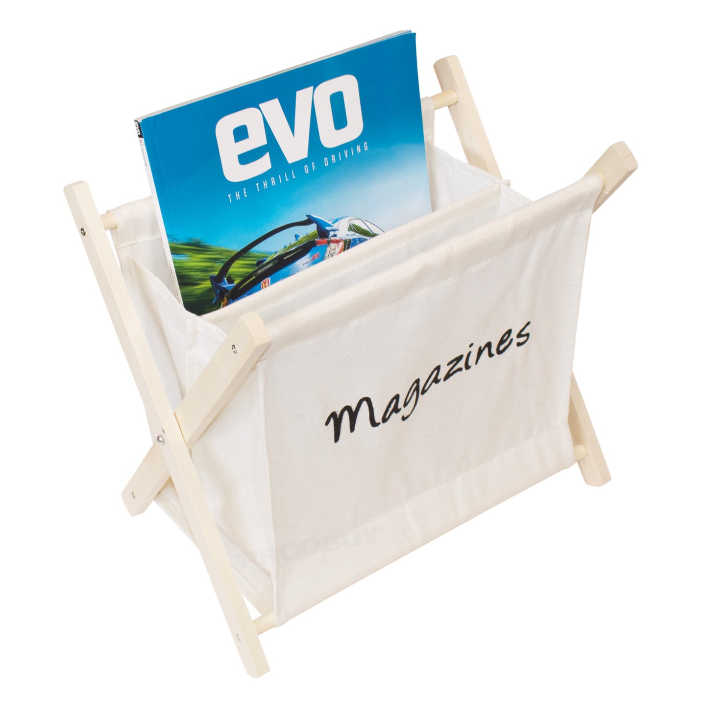 Fabric Wooden Folding Magazine Storage Rack