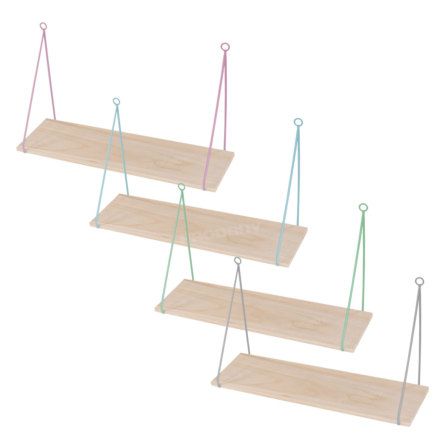 50cm Floating Wall Shelf with Metal Wire Brackets