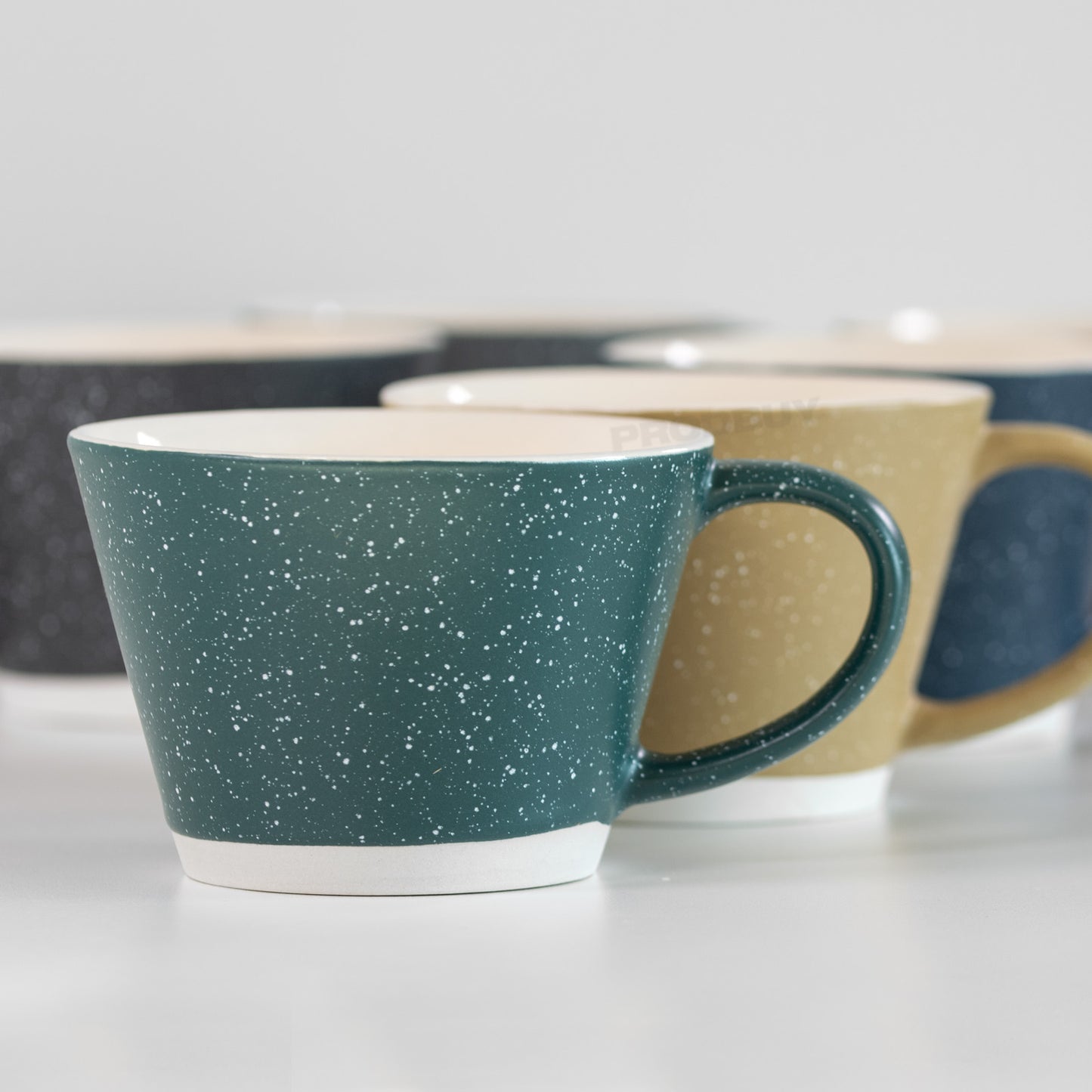 Mugs Set of 6 350ml Stoneware Speckled Cups Tea Coffee Hot Drinks