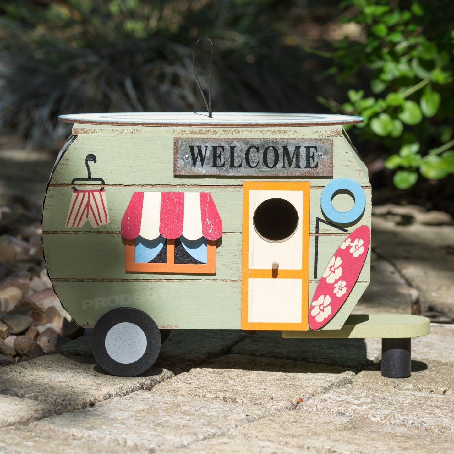 'Welcome' Surfer Tree Hanging Caravan Bird House