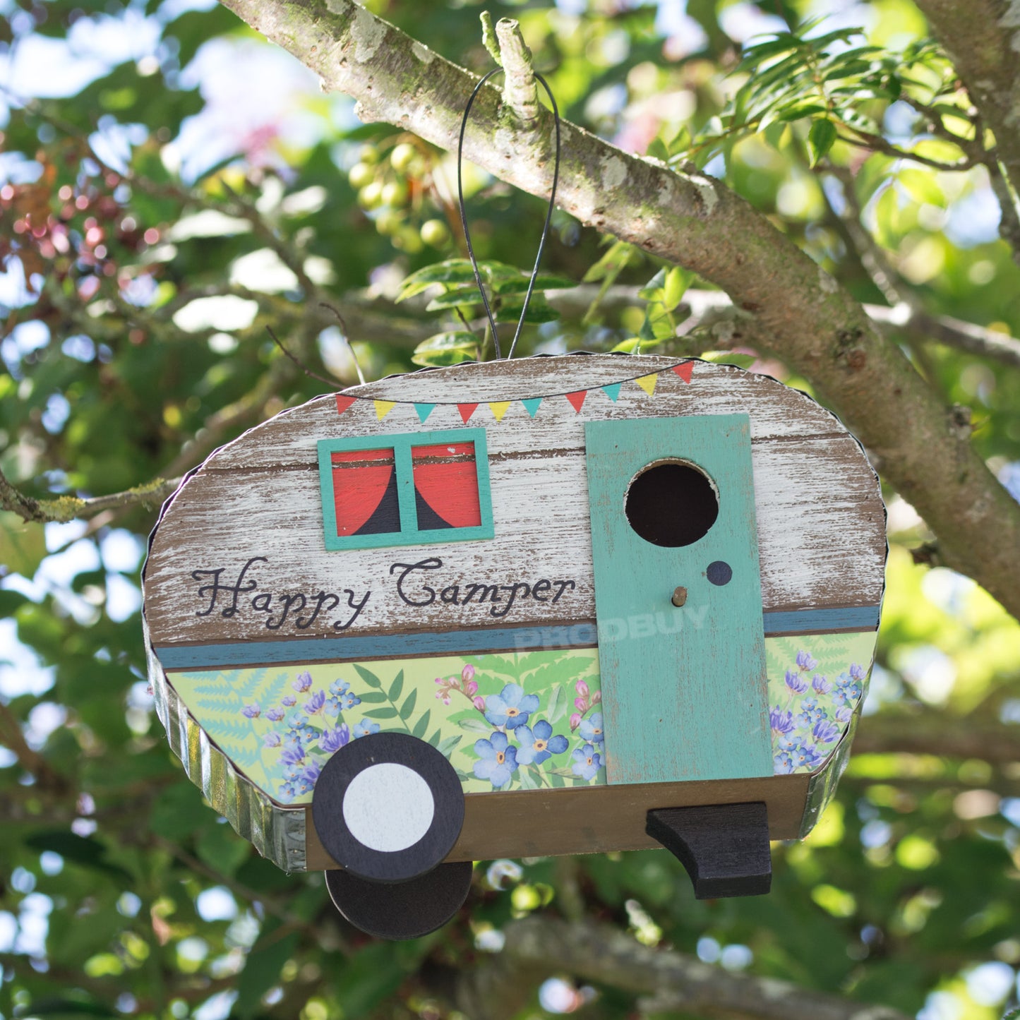 'Happy Camper' Tree Hanging Caravan Bird House