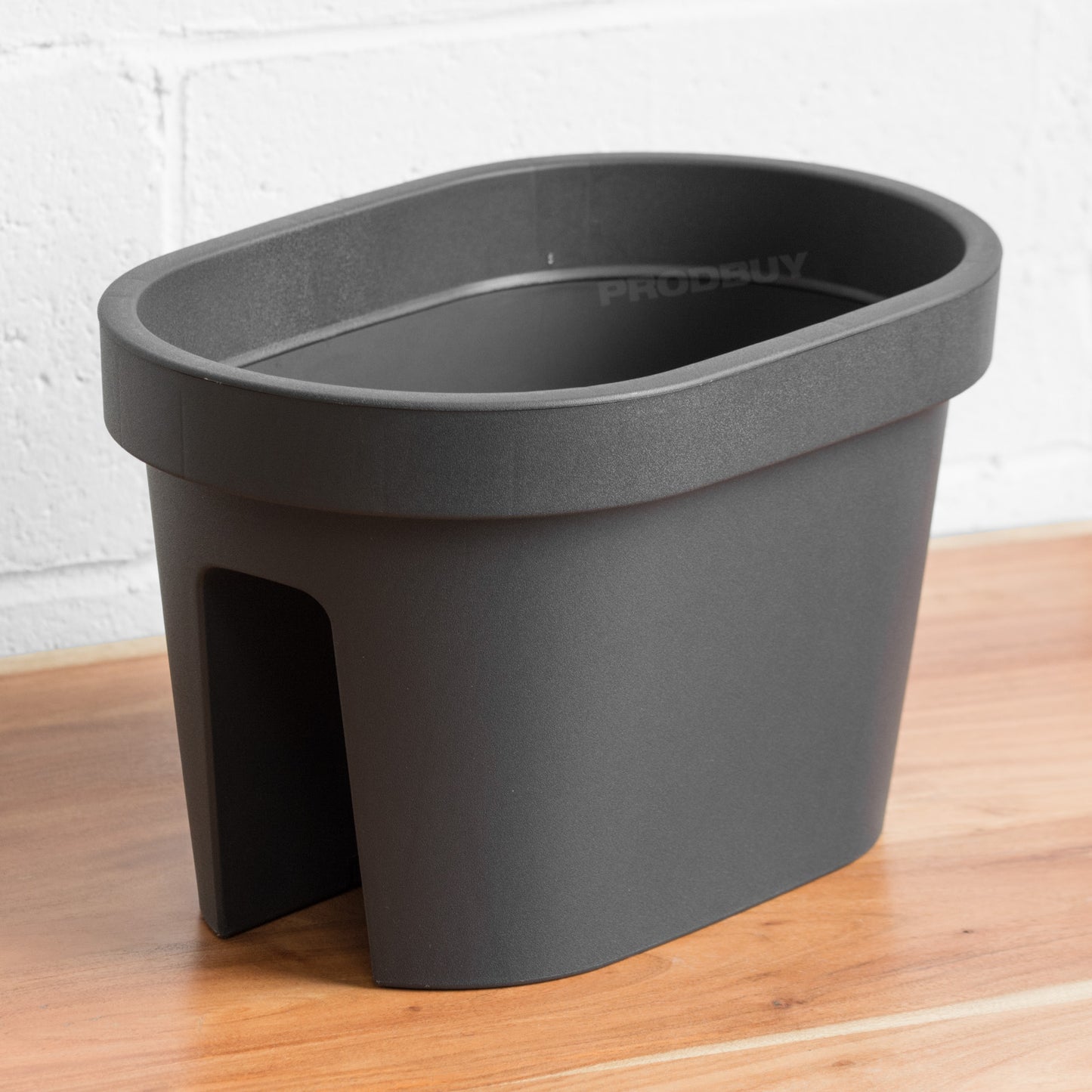 Dark Grey Oval Balcony Hanging Planter Pot