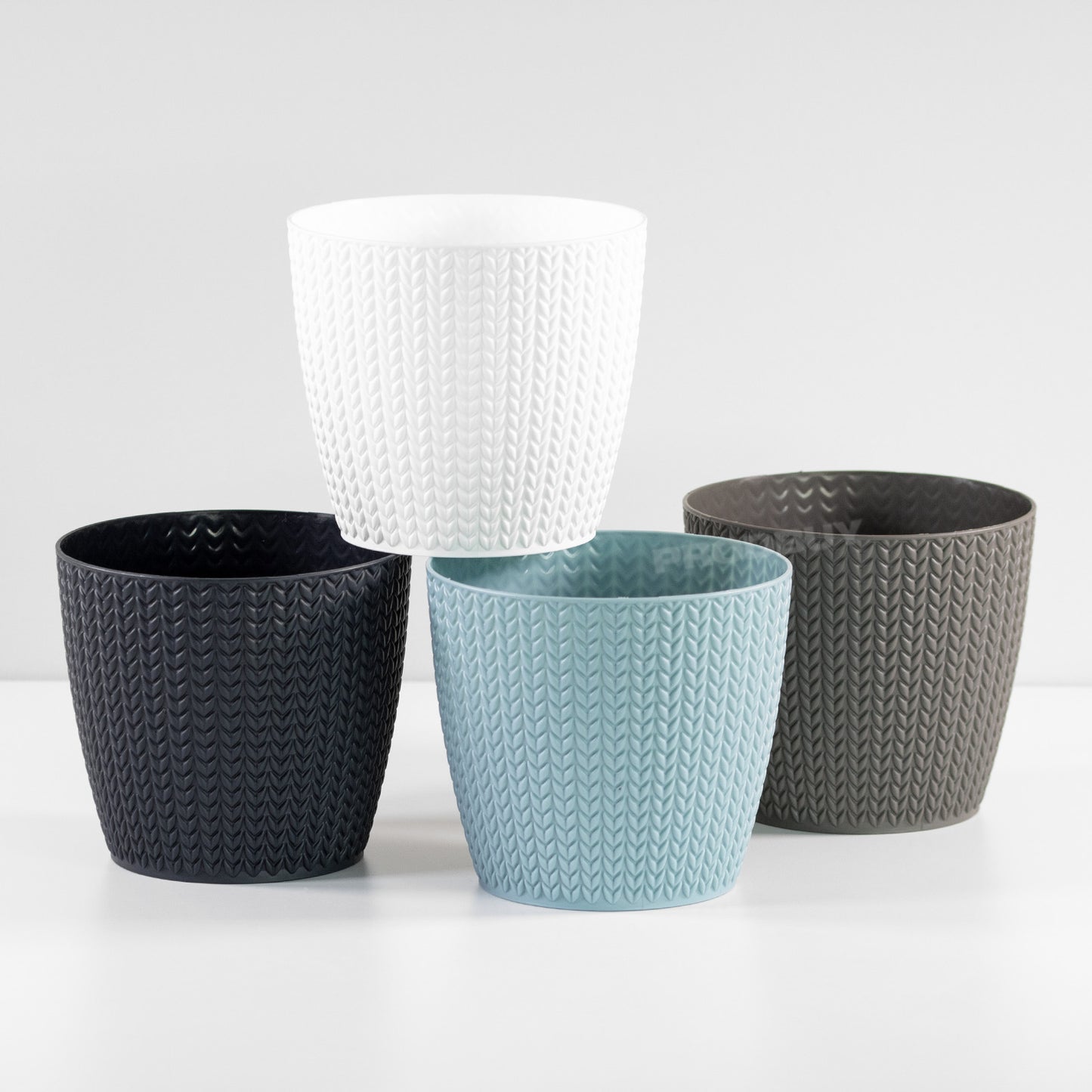 Embossed Chevron Round Indoor Flower House Plant Pot Cover