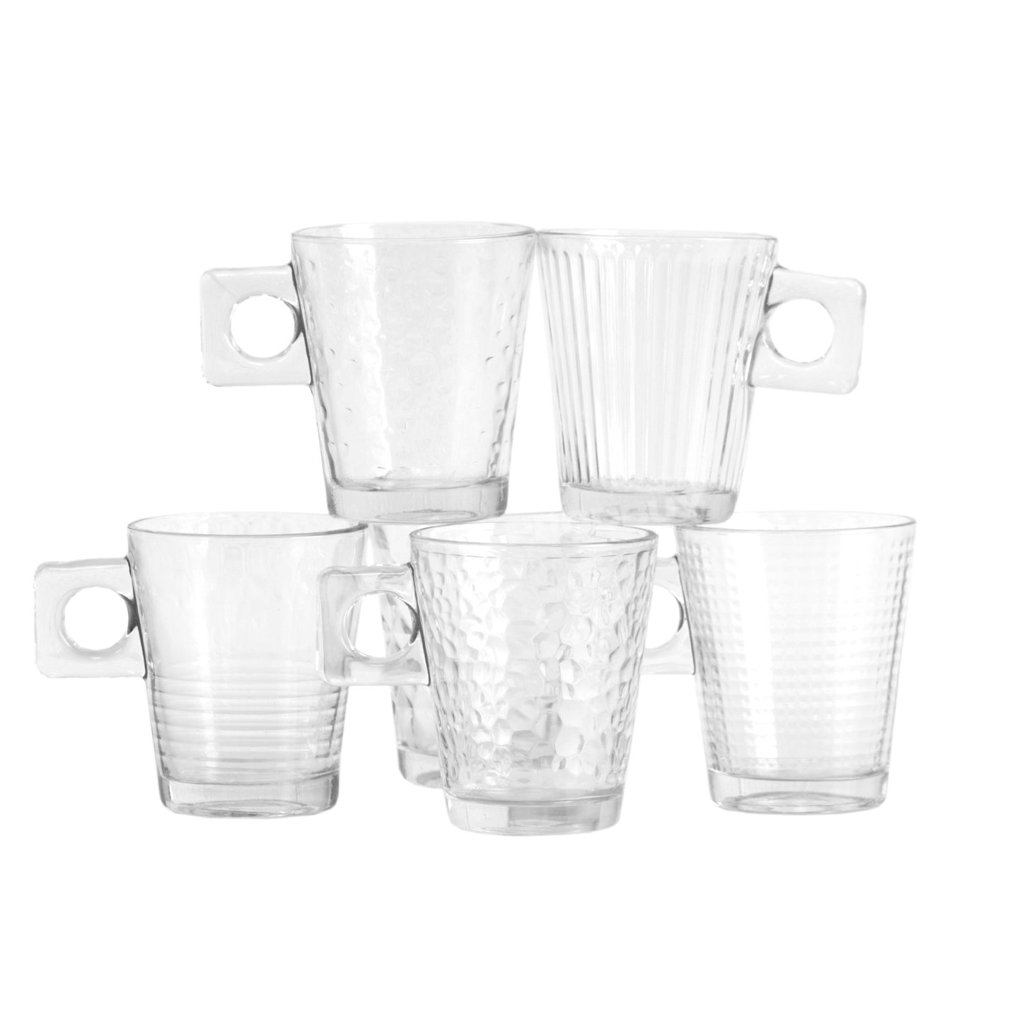 Set of 6 175ml Glass Coffee Mugs Tea Cups Espresso Latte Hot Drinks Pod Machine