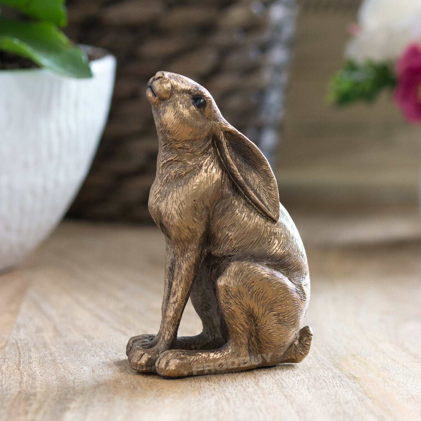 Small Bronze Moon Gazing Hare Ornament