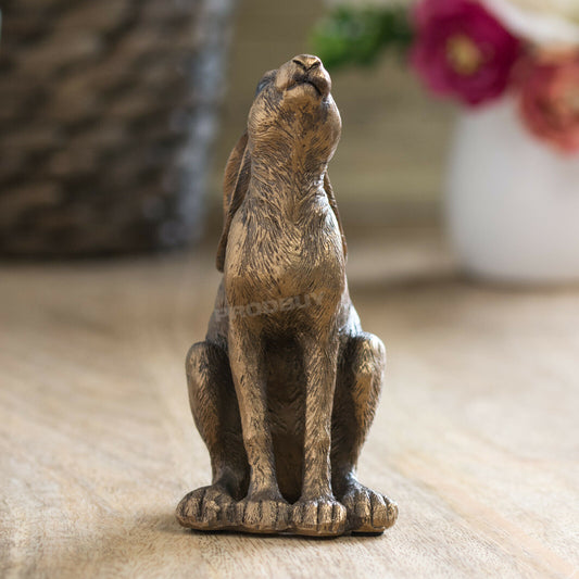 Small Bronze Moon Gazing Hare Ornament