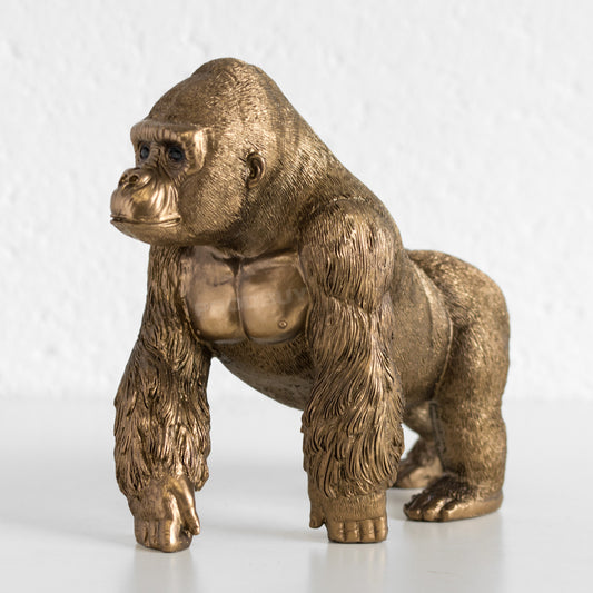 16cm Bronze Coloured Gorilla Ornament Statue Figurine Sculpture Animal Gift