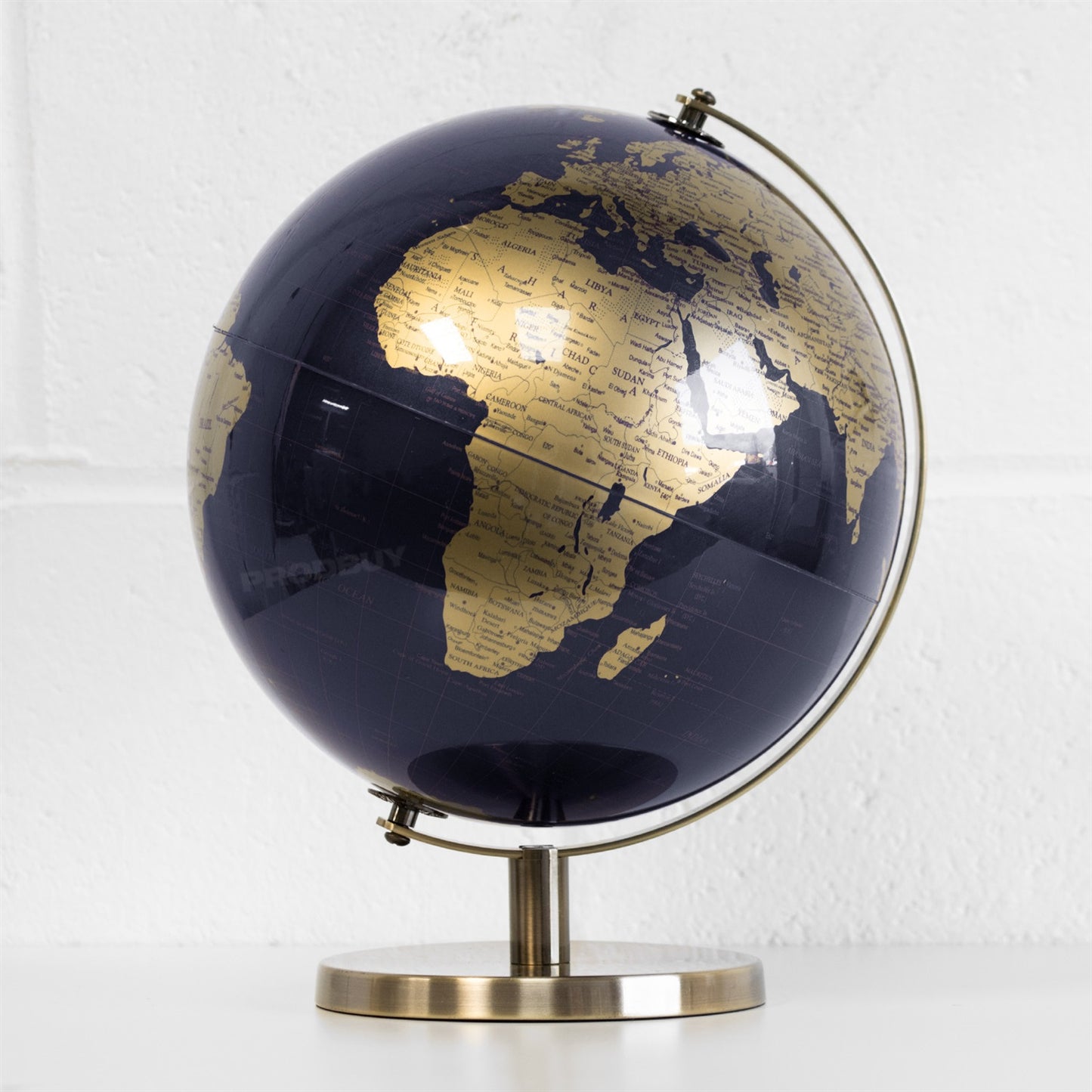 Large Blue and Gold Rotating Globe Decoration