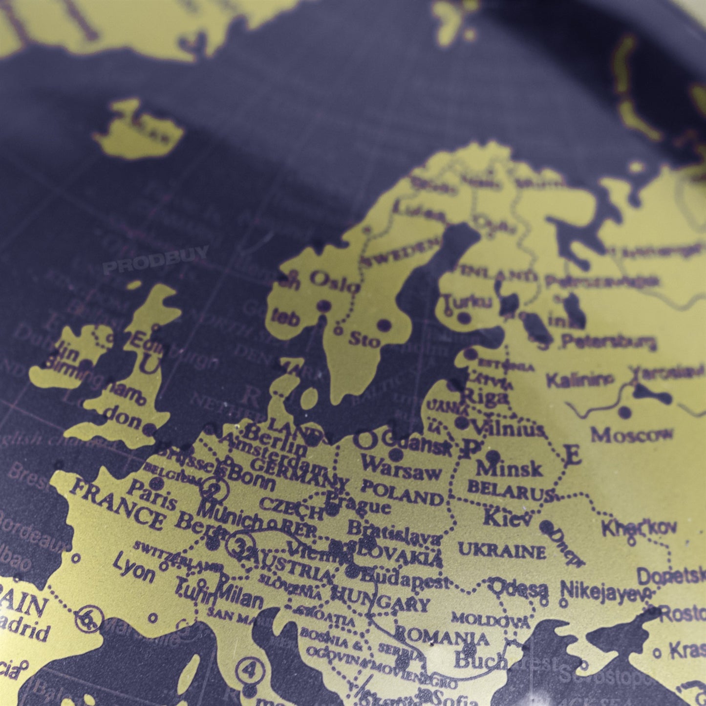 Large Blue and Gold Rotating Globe Decoration