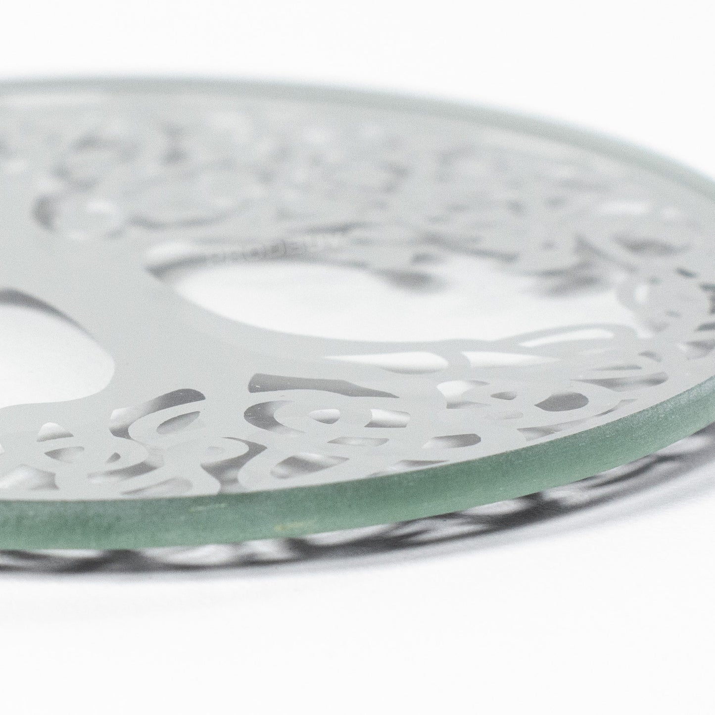 Round Mirrored Glass Tree of Life 10cm Candle Plate