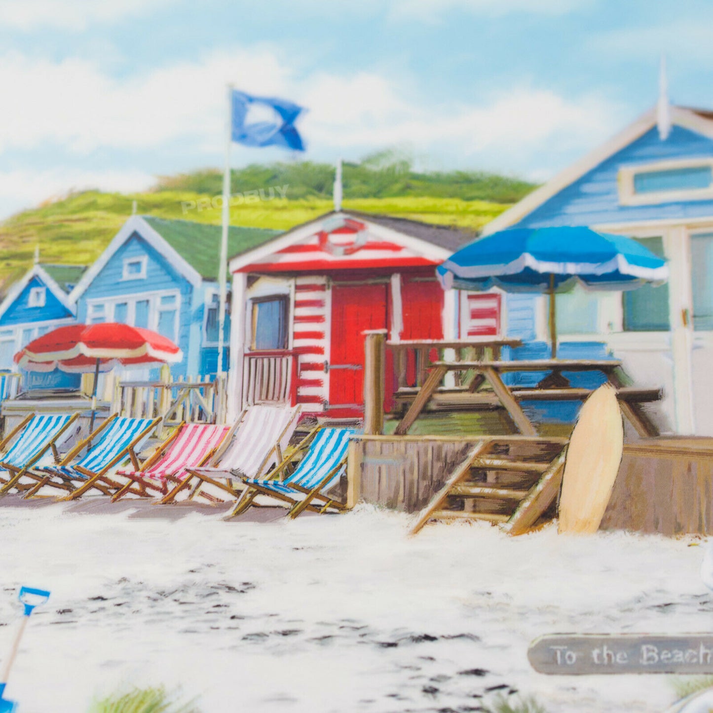 Set of 2 Beach Hut Large Melamine TV Dinner Food Serving Lap Sandwich Tea Trays