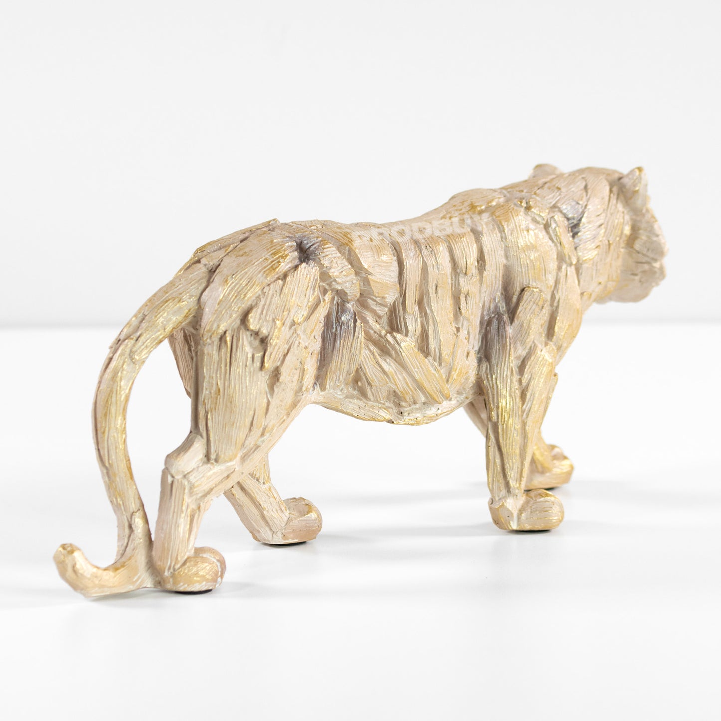 32cm Tiger Ornament Driftwood Style Resin Material