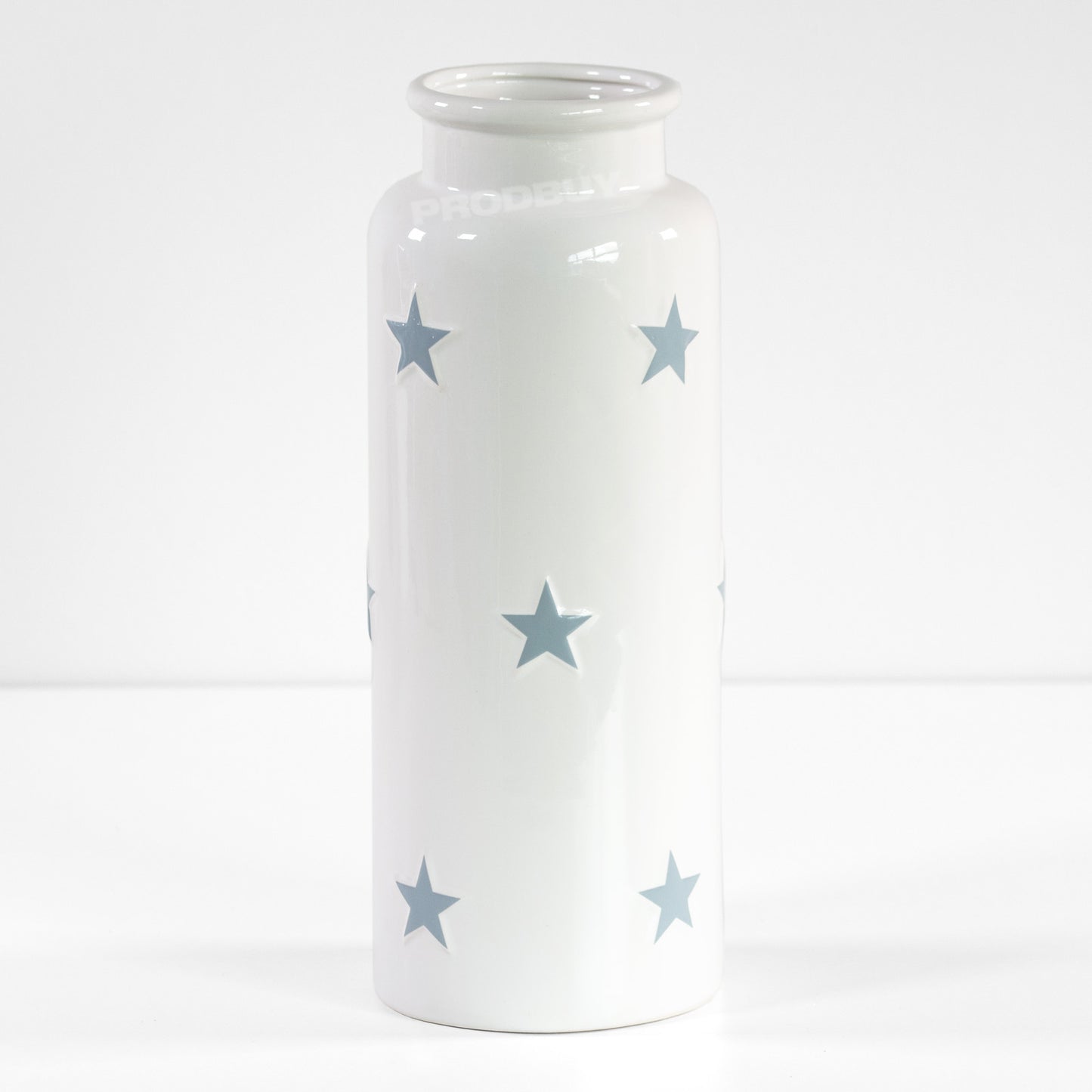 30cm Tall White Ceramic Grey Polka Dot Stars Pattern Ceramic Vase