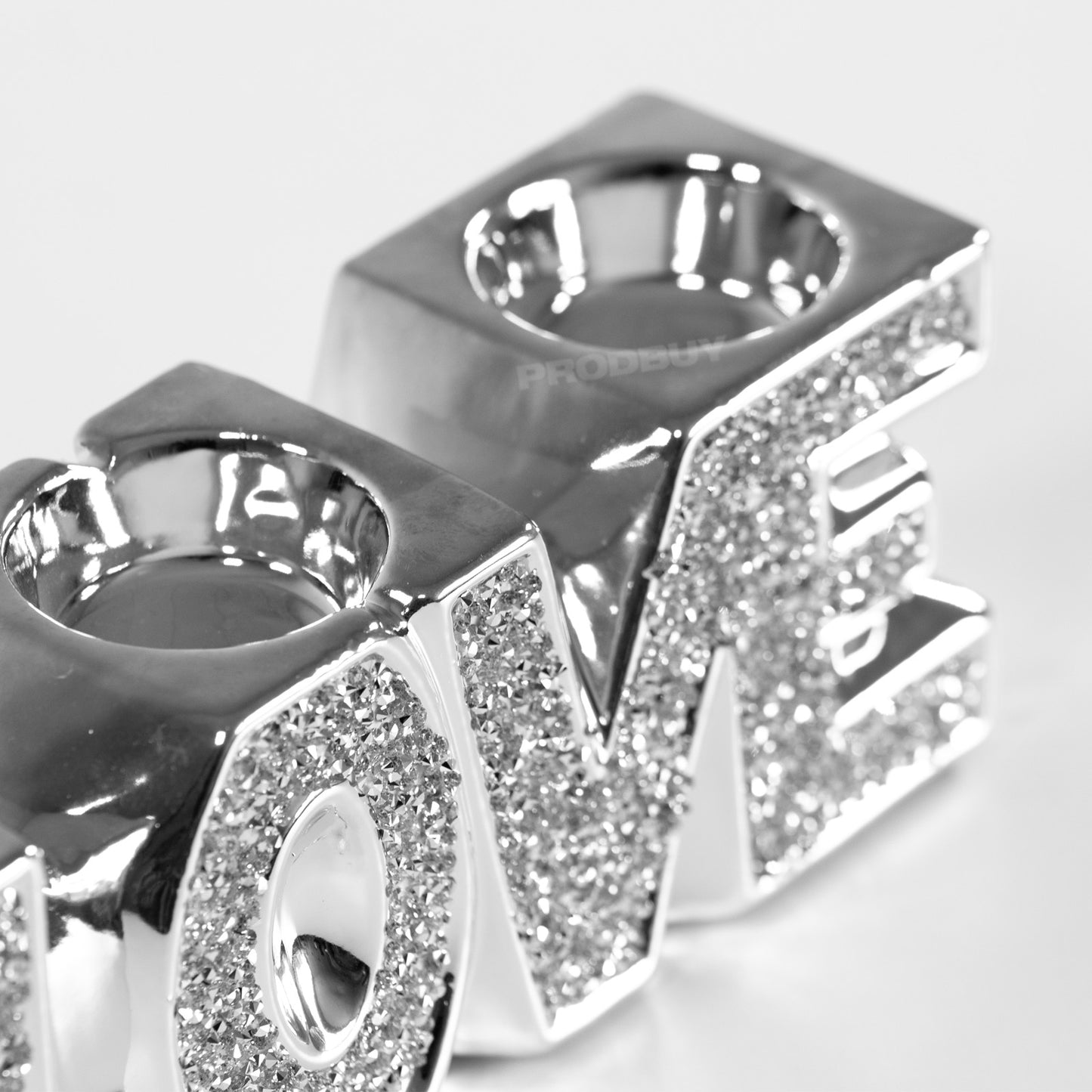 Sparkly Glitter Love Word Art Ornament Tealight Candle Holder