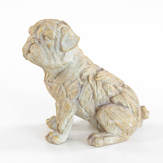 Resin Driftwood Style Sitting Pug Ornament