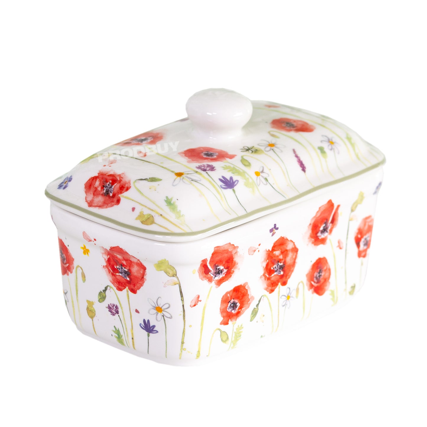 Poppy Field Ceramic Butter Storage Dish with Lid