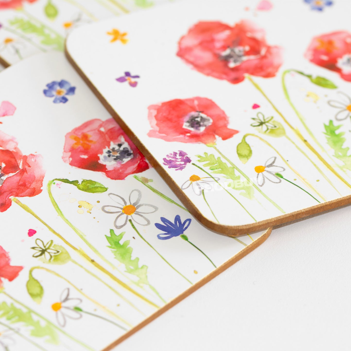 Set of Poppies 4 Placemats and 4 Coasters