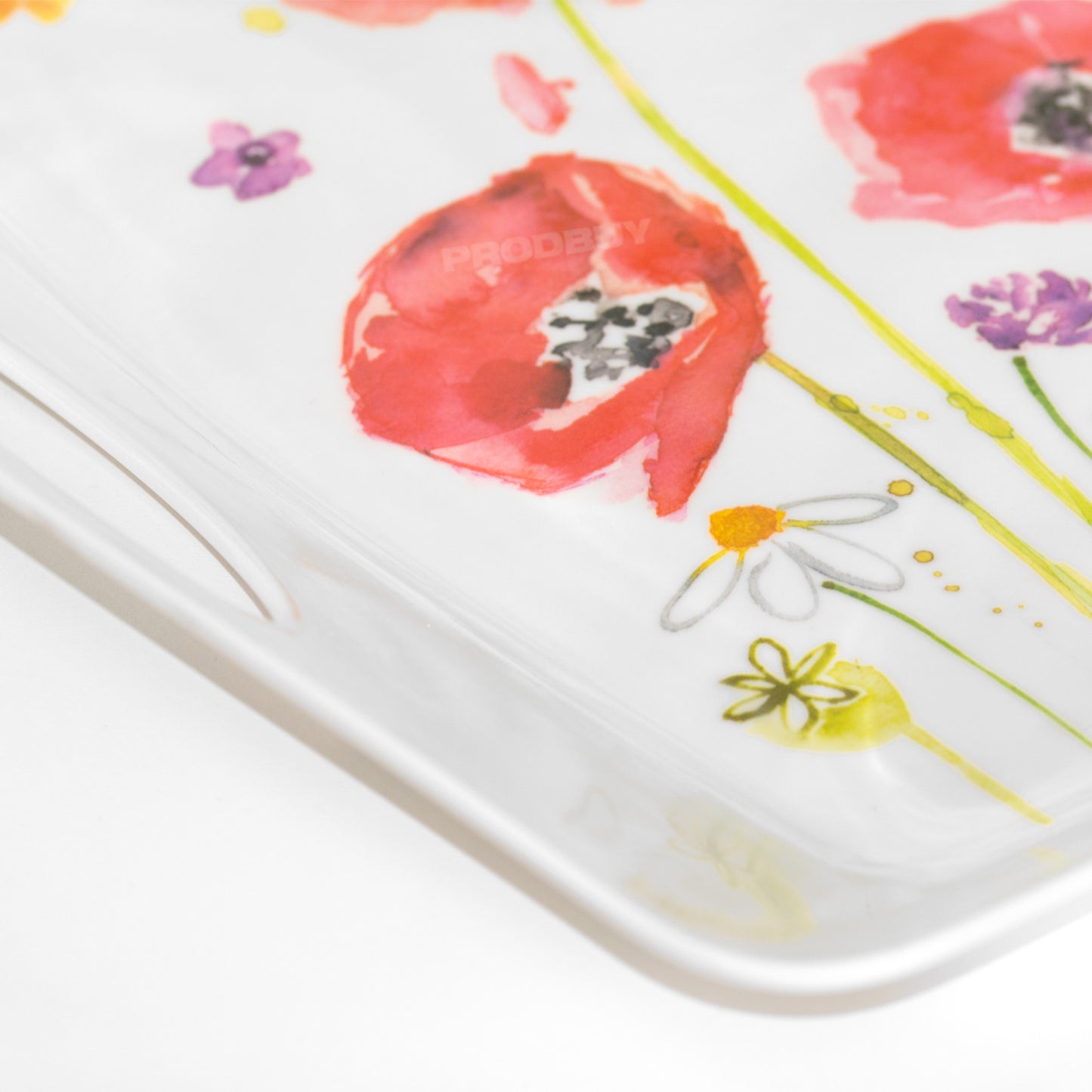 Set of 2 Large Poppy Melamine Handled Trays