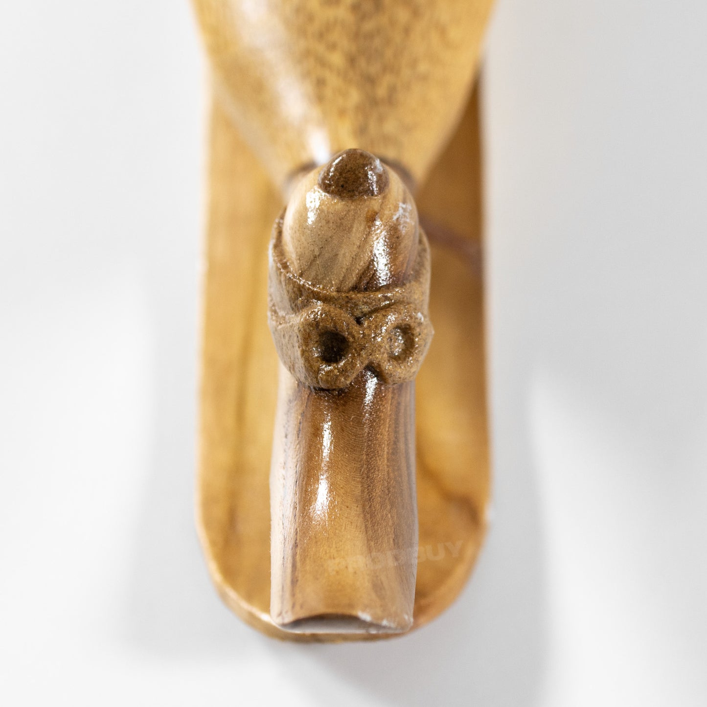 Teak Wood Duck on Snowboard Sculpture